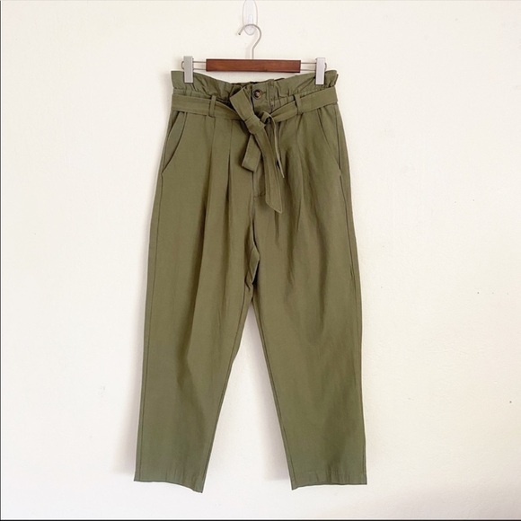 7 For All Mankind Olive Green Paperbag Waist Pants - Picture 3 of 10